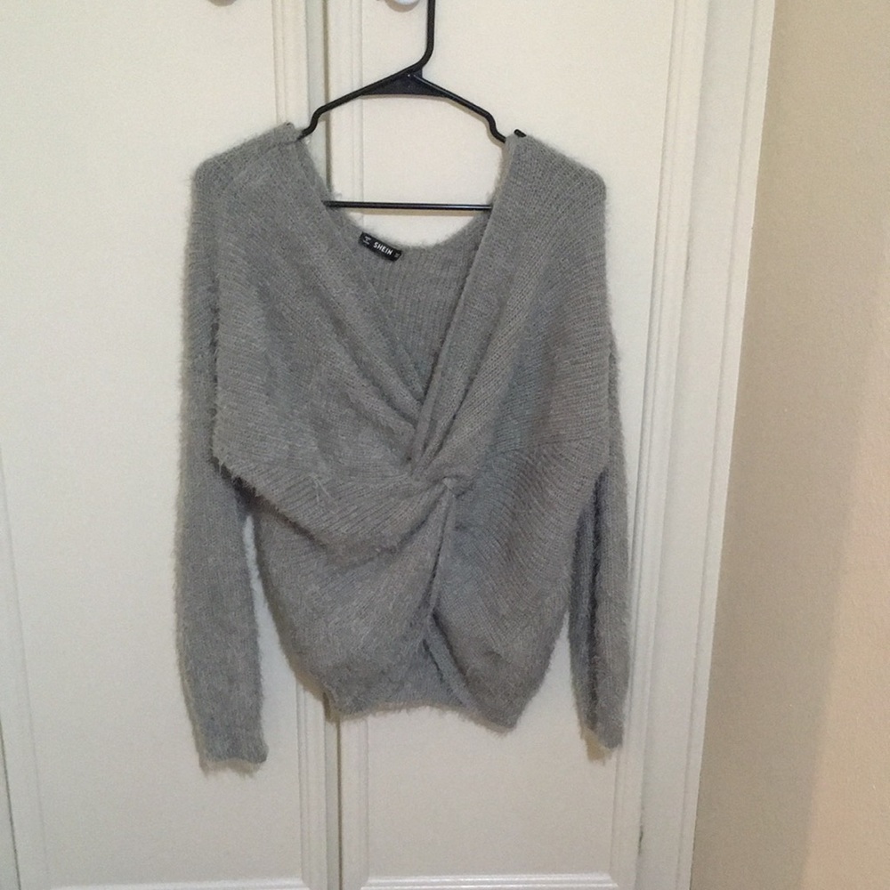 Grey Knotted Sweater